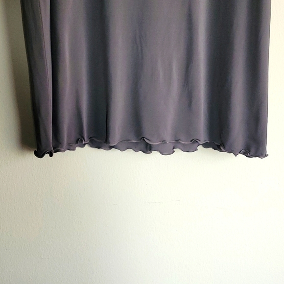 Sarah Pacini Shear Taupe Tunic with Lettuce Hem Size 4 - Picture 6 of 7
